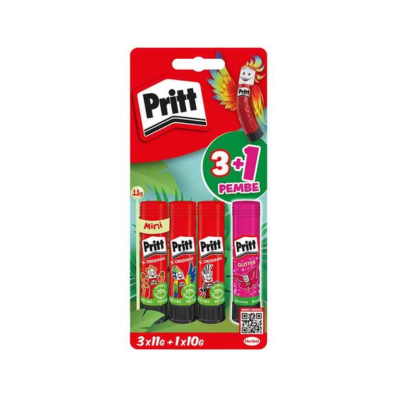 Pritt Stick 2933125 Yapıştırıcı 3x11g + 10g Pembe