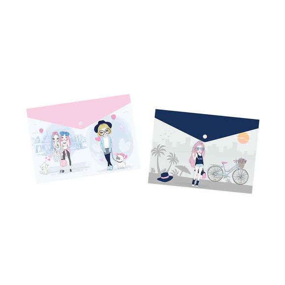 Puti Desenli Çıtçıtlı Dosya - Kızları 02552
