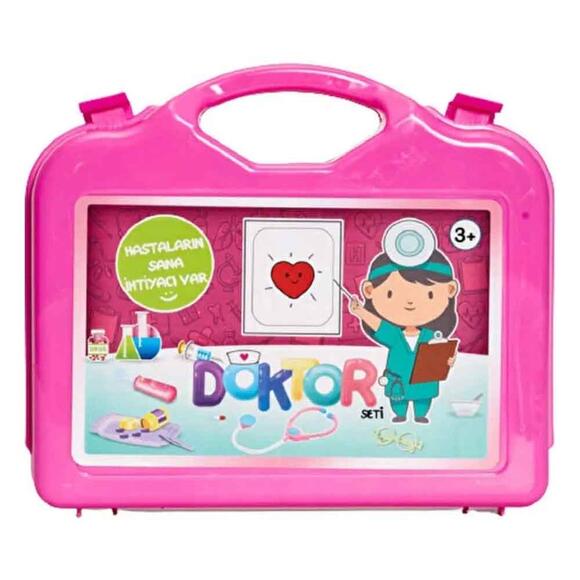 Rastplay Doktor Set Çantalı Stantla Sunum PVC Kaplama Pembe