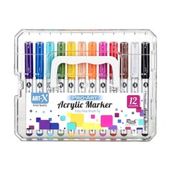 Markasız Kırtasiye - Rich 19715 Art-X Pro Art Fırça Uçlu Akrilik Marker 12Li Set 