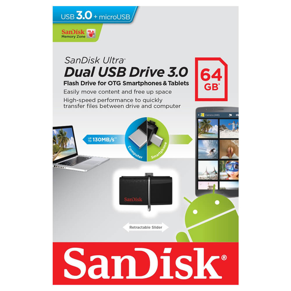Sandisk Ultra Dual USB Bellek 64 GB SDDD2