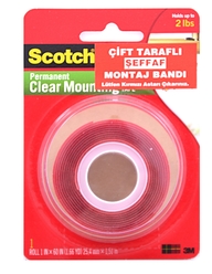 Scotch 4010 Çift Taraflı Şeffaf Montaj Bantı 25,4 mm x 1,5 mt - Thumbnail