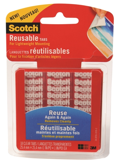 Scotch R100 Çift Taraflı Tekrar Kullanılabilen Şeffaf Kareler 18 Adet 25 mm X 25 M