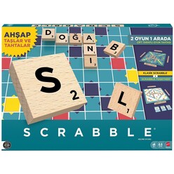 Mattel Scrabble - Scrabble Ahşap İkisi Bir Arada Türkçe JLJ64