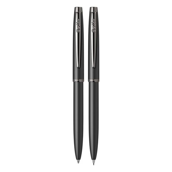 Scrikss 108 Prestige Tükenmez+Versatil Kalem 2 Li Set Mat Siyah Kristal Kutu