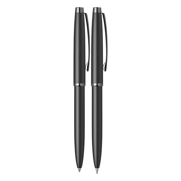 Scrikss 108 Prestige Tükenmez+Versatil Kalem 2 Li Set Mat Siyah Kristal Kutu
