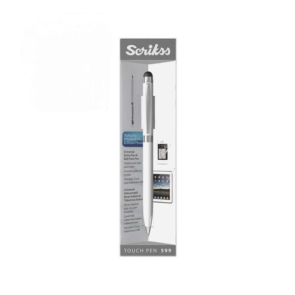Scrikss 599 Touch Pen Tükenmez Kalem Stylus Beyaz