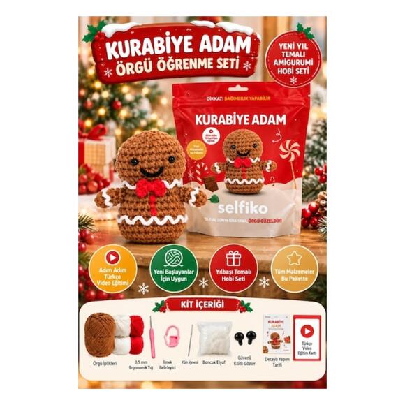 Selfiko Yılbaşı Kurabiye Adam Örgü İpi Seti