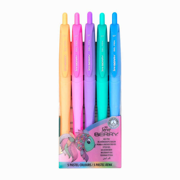 Serve Berry Jel Mürekkepli Kalem 0.7 mm Pastel Renkli 5'li Set