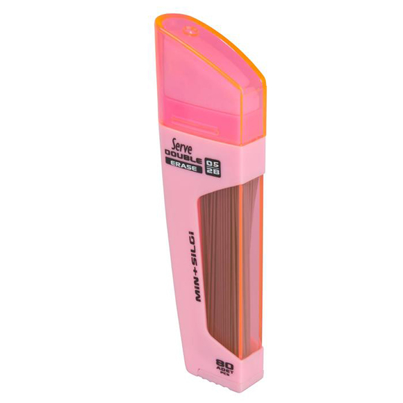 Serve Double Erase Şeker Pembe Kutu 0.5 mm Kalem Ucu+Silgi