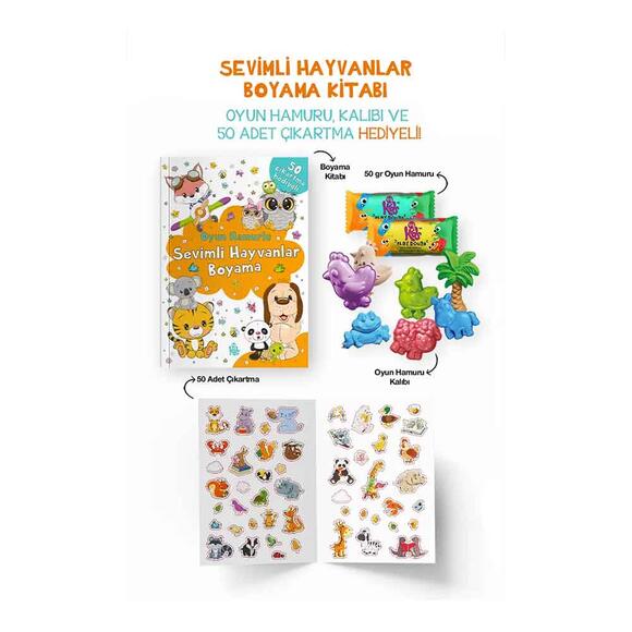 Sevimli Hayvanlar Boyama Kitabı - Oyun Hamurlu / 3 Yaş +