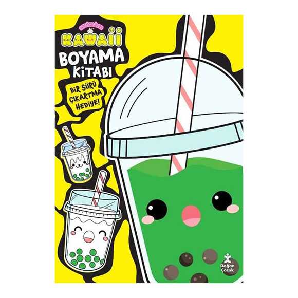 Sevimliler Kawaii Boyama Kitabı - Bonbon Sarı - Bir Sürü Çıkartma Hediye!
