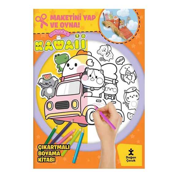 Sevimliler Kawaii - Çıkartmalı Boyama Kitabı - Maketini Yap ve Oyna!