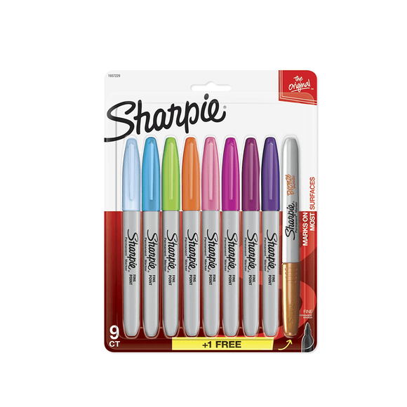 Sharpie 1937229 Fine Permanent Markör Karışık 8+1