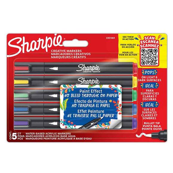 Sharpie Akrilik Markör Yuvarlak Uç 5’li Blister 2201069