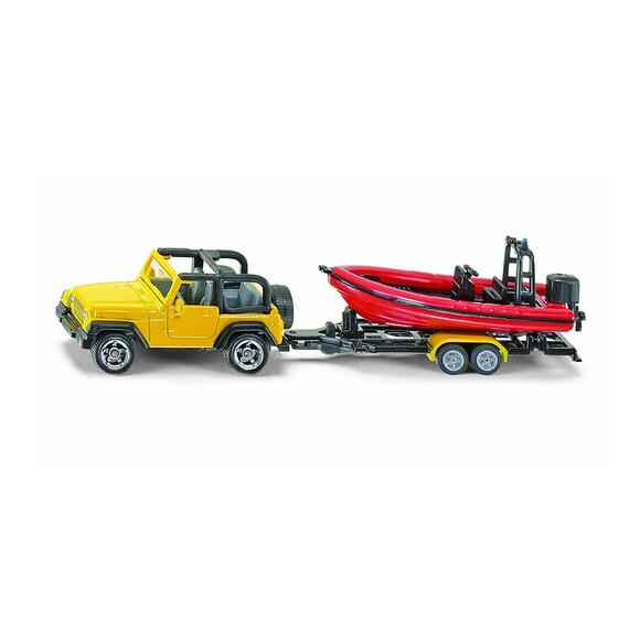 Siku Jeep With Boat 1658 Orange