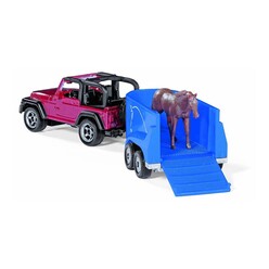 Siku Jeep With Horse Trailer 1651 Orange - Thumbnail