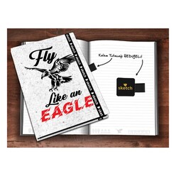 Sketch Fly Like An Eagle Lastikli Çizgili Defter - Thumbnail