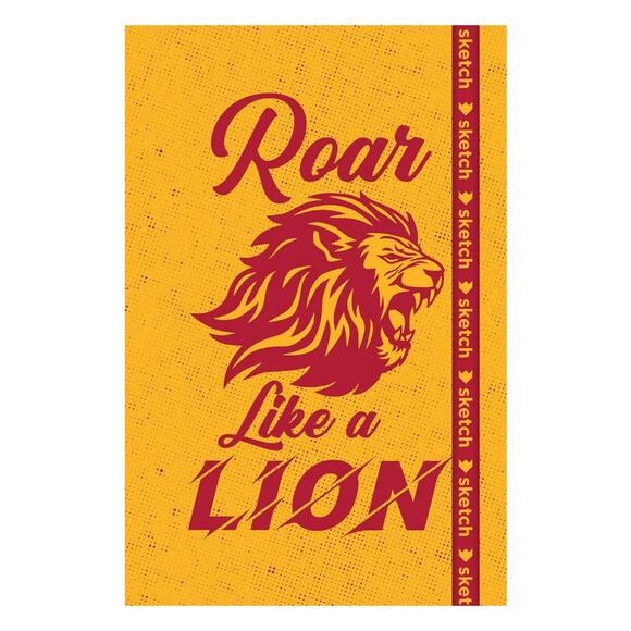Sketch Roar Like A Lion Lastikli Çizgili Defter