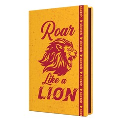 Sketch Roar Like A Lion Lastikli Çizgili Defter - Thumbnail