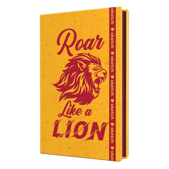 Sketch Roar Like A Lion Lastikli Çizgili Defter