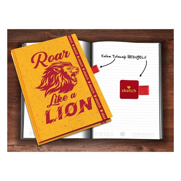 Sketch Roar Like A Lion Lastikli Çizgili Defter
