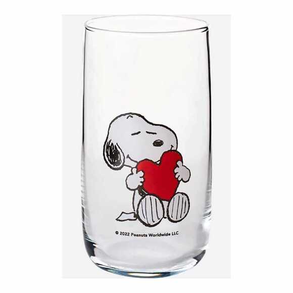 Snoppy Kalp Cam Bardak 365 Cc