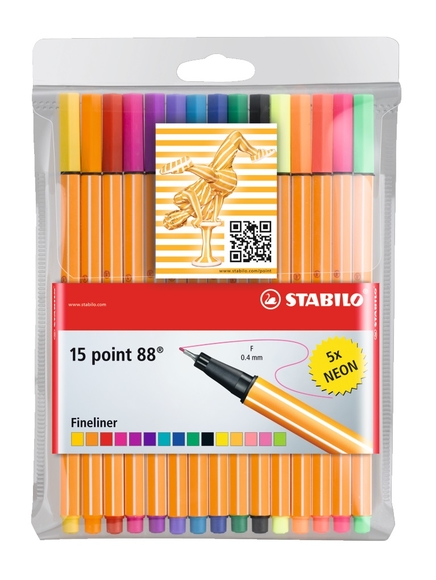 Stabilo Point 88 Askılı Paket 15 Renk (Neon) 8815-1