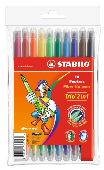 Stabilo Trio 2in1 Çift Uçlu Keçeli Kalem 10 Renk 222/10-01