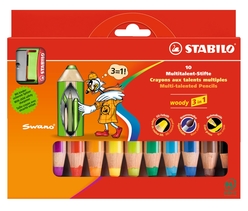 Stabilo - Stabilo Woody 3in1 Boya Kalemi 10 Renk 880/10-2