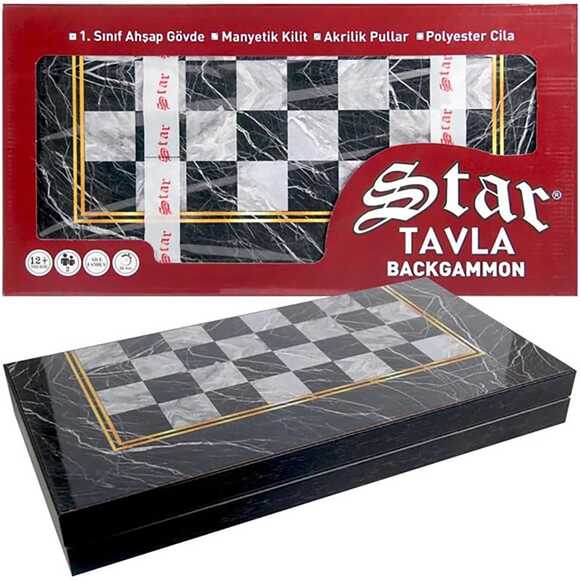 Star 1022078 Klasik Siyah Mermer Tavla Takımı