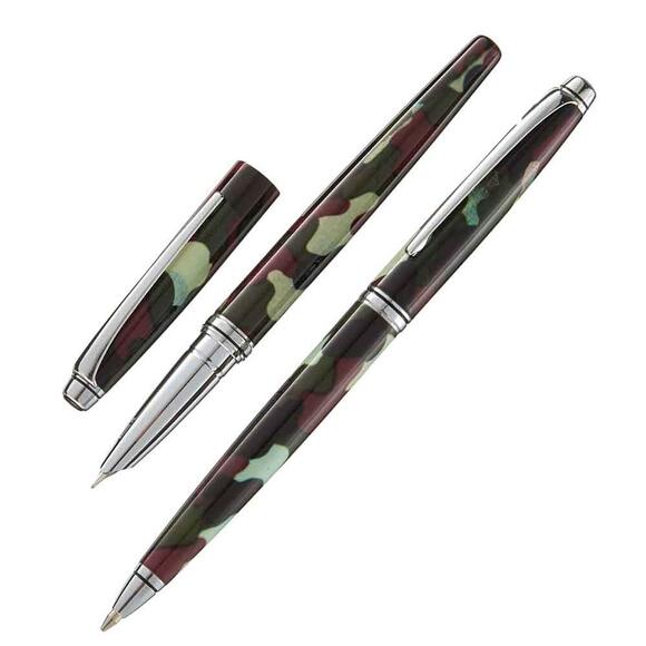 Steelpen 669 Kamuflaj Dolma Kalem+Tükenmez Kalem 