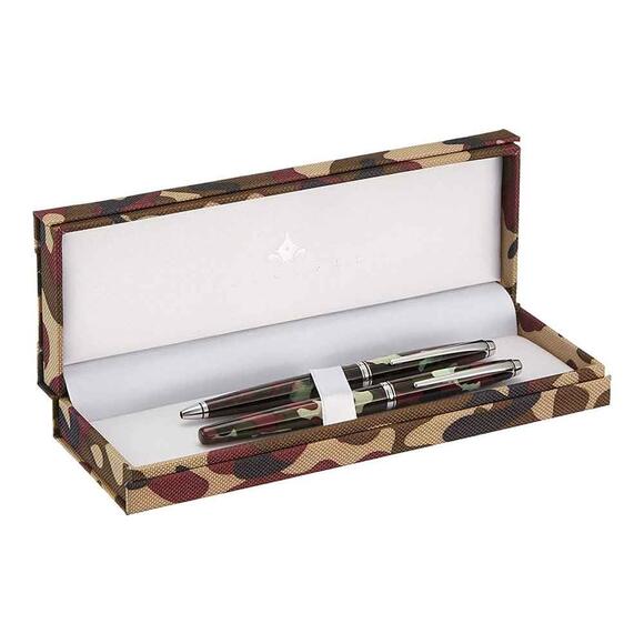 Steelpen 669 Kamuflaj Dolma Kalem+Tükenmez Kalem 