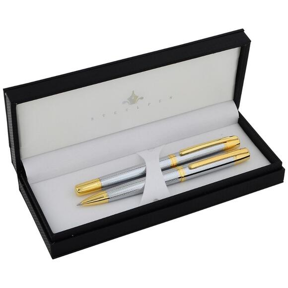 Steelpen 800-4 Krom Dolma Kalem+Tükenmez Kalem