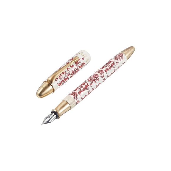 Steelpen Pearl Serisi 4587 DT Kırmızı Desenli Dolma Kalem + Tükenmez Kalem