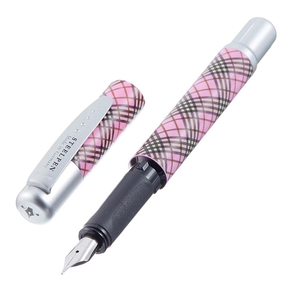 Steelpen Sky Serisi 4542 DK Pembe Ekose Dolma Kalem