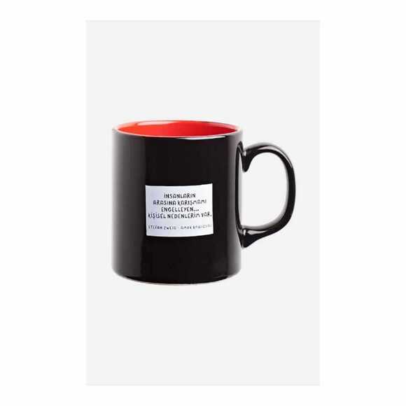Stefan Zweig - Amok Koşucusu Kupa Dışı Siyah İçi Kırmızı Seramik