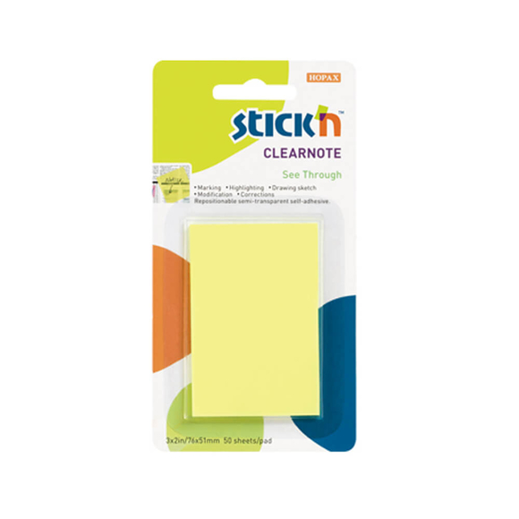 Stick’n Clear Yapışkanlı Not Kağıdı Sarı 21100