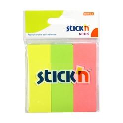 Stickn Yapışkanlı Not Kağıdı 76X25 Neon 3 Renk Kağıt Ayraç 50 Yaprak 2112900 - Thumbnail