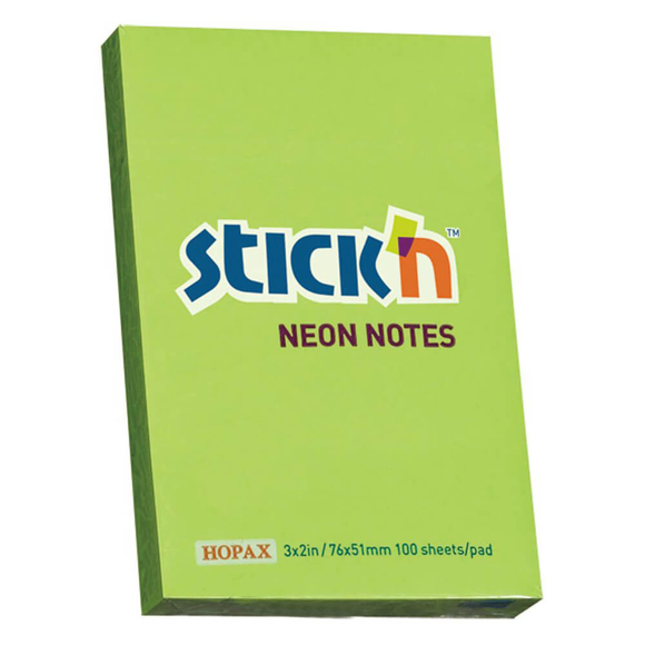 Stickn Yapışkanlı Not Kağıdı 76X51 Yeşil 21163