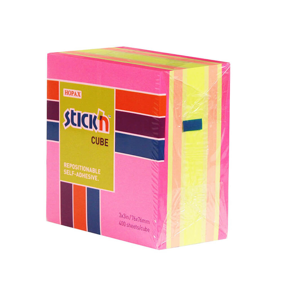 Stickn Yapışkanlı Not Kağıdı 76X76 Küp Blok 4 Mix Renk 400 Yaprak 2153600