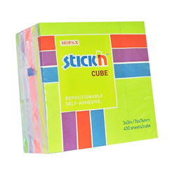 Stickn Yapışkanlı Not Kağıdı 76X76 Küp Blok 5-A Mix Renk 400 Yaprak 2153700 - Thumbnail