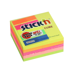 Stickn Yapışkanlı Not Kağıdı 76X76 Neon 5 Renk Küp 400 Yaprak 2101200 - Thumbnail