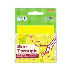 Stick'n - Stickn Yapışkanlı Not Kağıdı 76X76 Yarı Saydam Neon Sarı 50 Yaprak 2170900