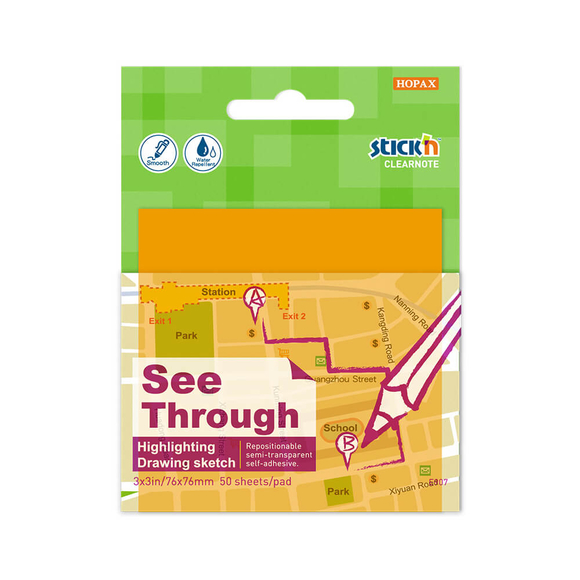 Stickn Yapışkanlı Not Kağıdı 76X76 Yarı Saydam Neon Turuncu 50 Yaprak 2171000