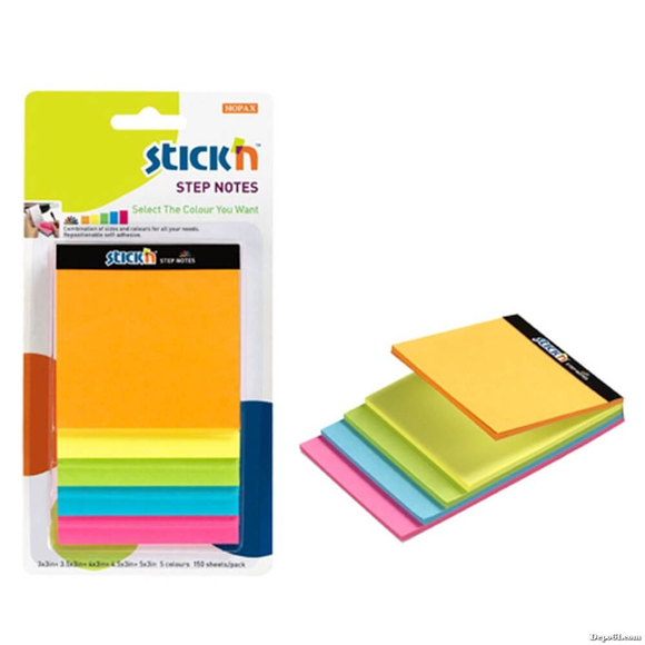 Stickn Yapışkanlı Not Kağıdı Magic Küp 5 Neon Mix Renk 150 Yaprak 2142300 