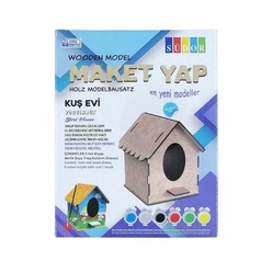 Südor Kutulu Ahşap Maket Kuş Evi Boyama Seti Küçük MD2-02 - Thumbnail