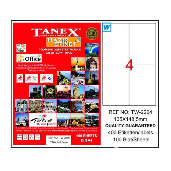 Tanex Bilgisayar Etiketi 105x148.5 mm