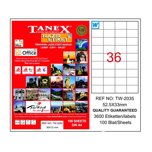 Tanex Bilgisayar Etiketi 52.5x33 mm