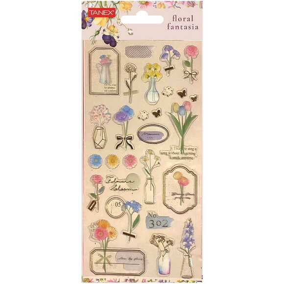 Tanex Floral Fantasia Sticker - 3 Puffy TNX-5026